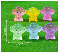 Mini Figurines lumineux 3D chien singe ours vache hippopotame Miniature brillant dessin animé résine artisanat poupée jouet jardinage aménagement paysager décor