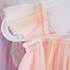 키즈 나비 날개 원피스 1-7T 어린이 무지개 소녀 투투 원피스 2024 어린이 넥타이 염색 공주 원피스 무지개 유아 여름 프록 - Product Image 3