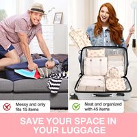Organisateur de pochettes de compression pour bagages de voyage 8 ensembles de cubes d'emballage dans un sac de voyage léger et résistant