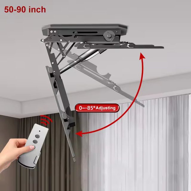 Motorized Tv Stand Motorized Tv Mount 90 Inch Flip Down Electronic Screen Rack Suspenso Para Tv Ceiling Mount Motorized Rotated