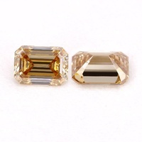 Pierre de Moissanite synthétique couleur champagne, taille émeraude rectangulaire, à facettes chanfreinées, certifiée CAL, pour bague