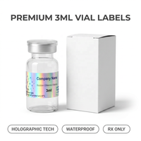 Étiquettes d'emballage de flacons holographiques imperméables écologiques de haute qualité 10 ml, autocollants en vinyle personnalisés pour flacons en verre de laboratoire