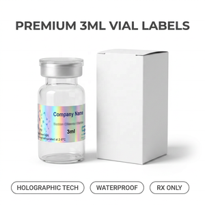 Etiquetas de Embalaje para Viales Holográficas de Alta Calidad de 10 ml, Pegatinas de Vinilo Personalizadas para la Marca de Botellas de Vidrio de Laboratorio - Product Image 1