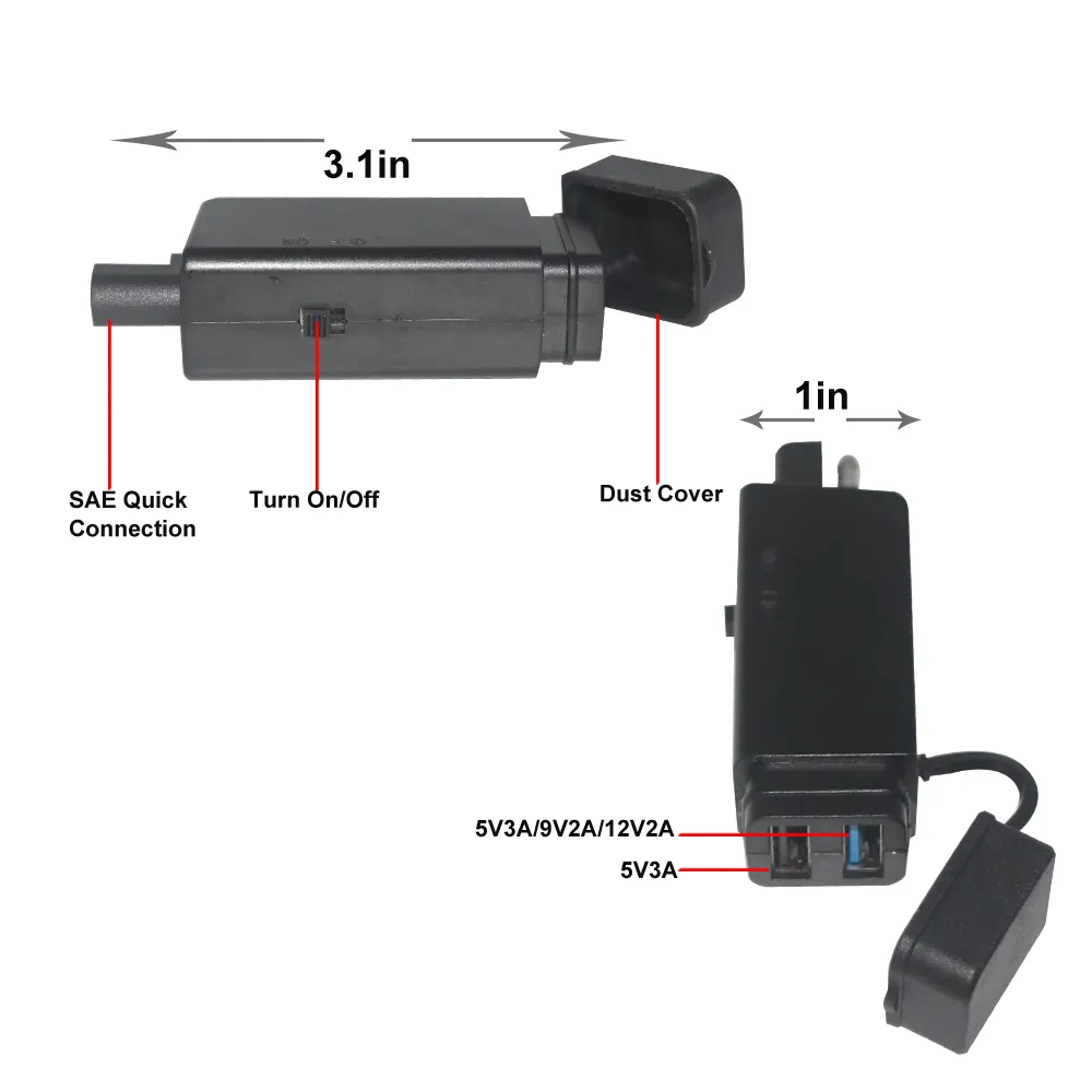 Sunrace — adaptateur d'alimentation USB 5V 2a et 24V 5a, recharge rapide, pour téléphone portable, à panneau solaire, avec câble de 12 volts, pour voiture, moto électrique