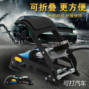 Pompe à pied à double cylindre en aluminium, <span class=keywords><strong>gonfleur</strong></span> de pneus haute pression pour voiture, moto, vélo, gonflage rapide, noir - Product Image 3