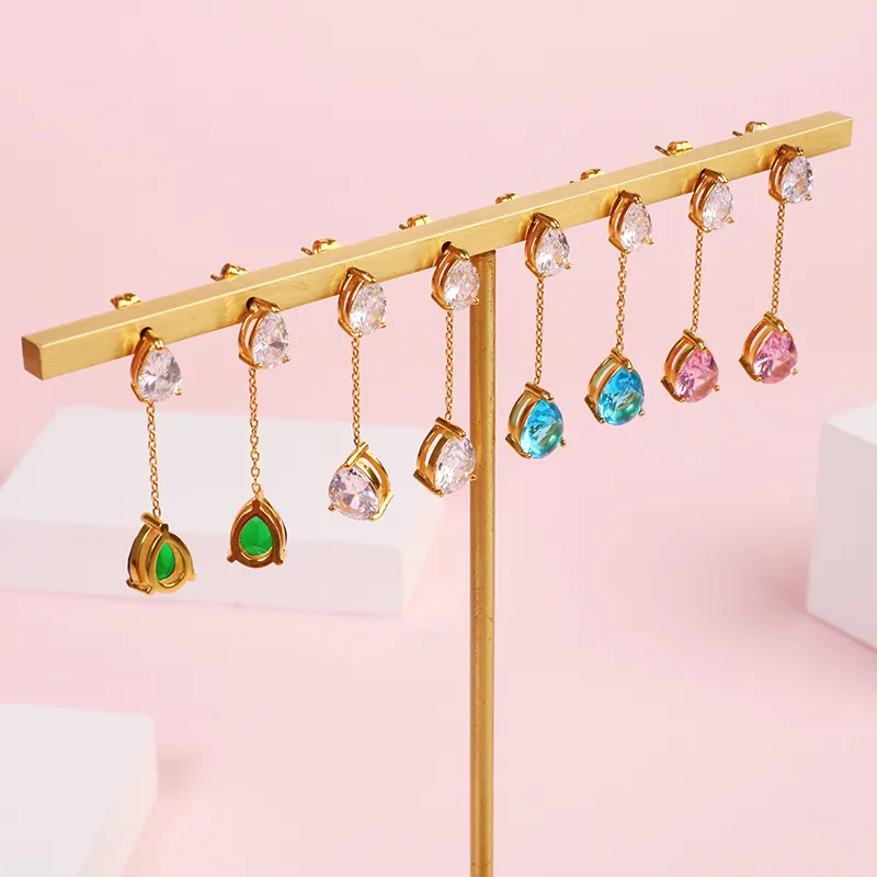 Minimalist Simple Design Color Rhinestone Crystal Retro Earrings Mix Bohemian Earrings Long Drop Dangle Women Earrings