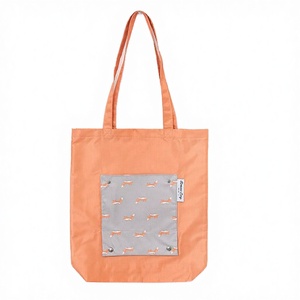 Custom Logo Female Medium <b>Folding</b> Cartoon Multicolor Canvas Polyester Shopping Lunch Tote <b>Bag</b> Reinforced Handle - Product Image 3