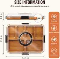 Plateau de service portable pour camping, plateau de fête de Noël, planche à fromage et charcuterie en bois de bambou avec couvercle, ensemble de couteaux et bols