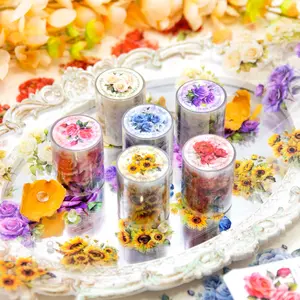 2M/Roll PET Tape Floating Light Series Flower Handbook Decoration Material Loop Stickers