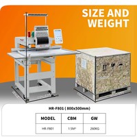 Machine à broder HONRAIN à tête unique, 12/15 aiguilles, grande surface 800*500, machine à broder professionnelle pour casquettes et vêtements