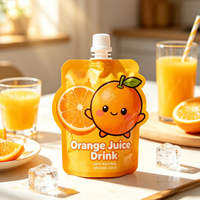 Sachet souple personnalisé en gros, forme de dessin animé unique, avec bec verseur, emballage portable scellé de forme irrégulière pour jus de fruits et boissons