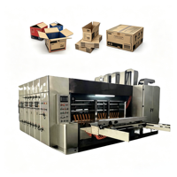 Machine de fabrication de boîtes en carton ondulé entièrement automatique avec imprimante flexographique, découpeuse et alimentateur à vitesse moyenne
