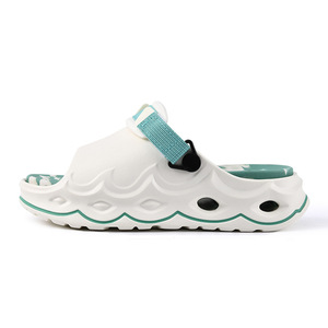 Zapatillas de verano con suela gruesa para mujer, de EVA, con una sola correa, transpirables, antideslizantes, con punta abierta, blancas y verdes, talla 36-41 - Product Image 5