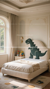 Letto di dinosauro del ragazzo della stanza dei bambini creativo e personalizzato designer a tema dinosauro cartone animato letto singolo di <span class=keywords><strong>piccole</strong></span> <span class=keywords><strong>dimensioni</strong></span> tessuto per bambini - Product Image 5