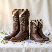 Bottes imperméables de marque, chaussures habillées en cuir de qualité supérieure, bottes de cowboy durables en cuir de veau, bottes mi-mollet en cuir pour fille