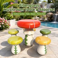 Ensemble table et tabourets champignons en fibre de verre, luxe moderne, résistant aux intempéries, pour jardin et terrasse extérieurs