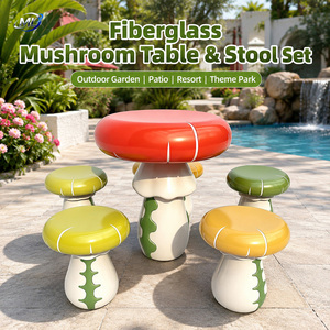 Fiberglass Mushroom Table and <b>Stool</b> Set Outdoor <b>Garden</b> Patio Resort Theme Park Furniture - Product Image 6
