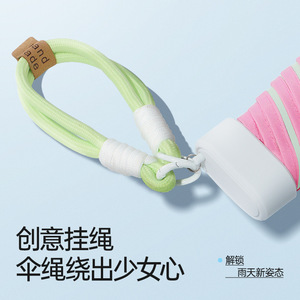 Paraguas Plegable 50% con Diseño Creativo de Cordón, Colores en Contraste, Adhesivo Plano, Protección Solar, Mini, de Bolsillo, Doble Uso, para Mujer - Product Image 4