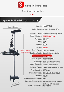 50736-152 <span class=keywords><strong>Haswing</strong></span> Cayman-B/avec GPS <span class=keywords><strong>Moteur</strong></span> Électrique de Pêche à la Traîne 55 Lbs à Montage Avant avec Télécommande - Product Image 4