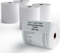 不含 BPA 热敏收银纸卷 POS/ATM 57x40mm 单层白色 100% 木浆 通过认证