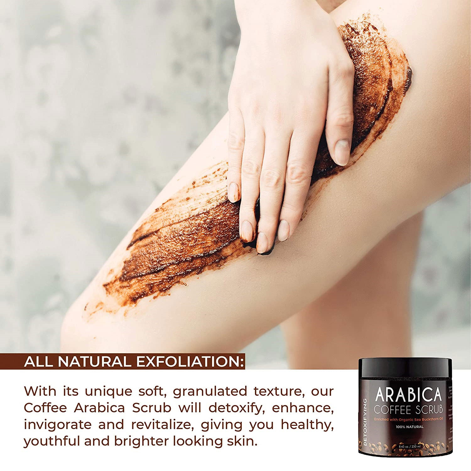 Hot Selling Organic Anti-Cellulite Exfoliating Coffee Arabica Face Body Scrub
