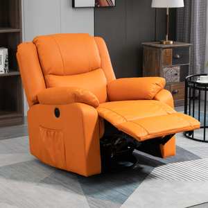 Fauteuil moderne modulaire une place en cuir PU avec accoudoirs rembourrés, dossier ouvert, structure métallique et inclinaison télécommandée - Product Image 2