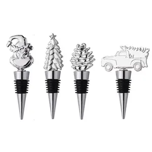 Creative Corporate Giveaway Gifts Christmas Present Christmas Tree Pine Cone Car Red Wine Bottle Stopper