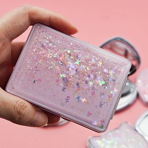 High Quality <b>Compact</b> Vanity Mirror for Travel, Purse, Girls Magnifying Portable Double Side Mirror Vendor Private Label Mirror - Product Image 2