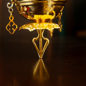 HT kilisesi katolik ortodoks yunan hıristiyan altın/gümüş asılı adak Vigil gaz lambası ile zincir ve kırmızı cam bardak - Product Image 3