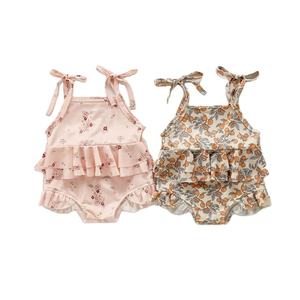 Traje de baño personalizado con logotipo para niñas, conjunto de <span class=keywords><strong>Bikini</strong></span> con estampado Floral de limón y volantes, traje de baño para niños pequeños - Product Image 1