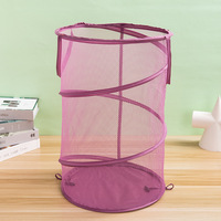 Échantillon gratuit sac à linge portable pliable en maille à fermeture éclair panier de rangement pratique et respirant pour vêtements