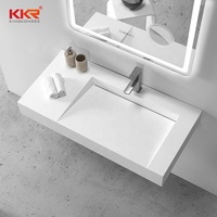 Ykkr — lavabo mural suspendu blanc, nouvelle mode, Surface solide, évier de salle de bains, Vanity