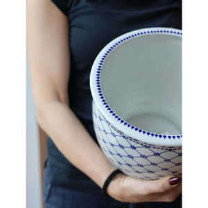 Jarrón de Porcelana Retro Art Deco Mangani Firenze, Soporte de Mesa de Cerámica Blanco y Azul, Estilo Chino de Diseño - Product Image 2