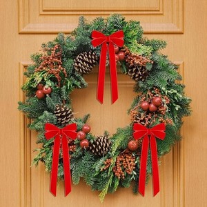 Adornos de árbol de Navidad con lazo de terciopelo, decoraciones colgantes para puertas de boda, accesorio para envolver regalos, decoración para el hogar y la habitación para fiestas de cumpleaños - Product Image 2