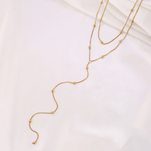 Collana Trendy a Doppio Strato con Ciondolo a Forma di Y, Placcata in Oro 18K, in Acciaio Inossidabile, Regalo per <span class=keywords><strong>Donna</strong></span> - Product Image 6