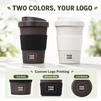Tasse à café de voyage réutilisable 350 ml, écologique, anti-éclaboussures, pour café moulu, à boire directement, résistante à l'eau bouillante, avec logo personnalisé en silicone