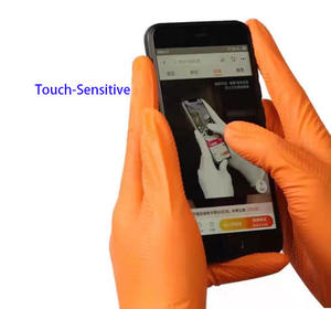 قفازات عمل للاستعمال مرة واحدة من اللاتكس الوردي البرتقالي النتريل مقاومة للماء للأمان ، أذرع واقية ، قفازات عمل مضادة للكيماويات - Product Image 5