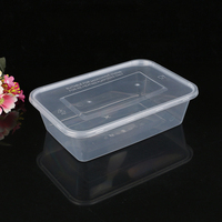 Vente chaude 500ml 650ml 750 Ml 1000ml Clair Rectangulaire Jetable Pp Bento Boîte Micro-ondes En Plastique Préparation De Repas Conteneurs Alimentaires