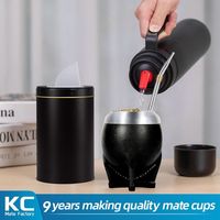 Ensemble complet de Yerba Mate personnalisé d'Argentine, gourde en cuir faite à la main, couvercle sans BPA, thermos, vaisselle à boisson moderne et traditionnelle