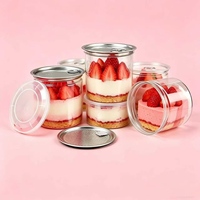 Bocaux en plastique pour desserts pour animaux de compagnie avec couvercle facile à ouvrir, bocaux en plastique pour gâteaux, bocaux en plastique pour mousse au chocolat