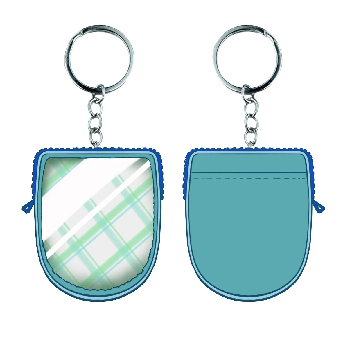 Peluches กระเป๋าใส่เหรียญลายสก็อตสีฟ้า,กระเป๋าหรูหราออกแบบเองได้ทั่วไปกระเป๋าสตางค์ใส่บัตรขนาดเล็ก