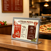 Support de menu en métal transparent personnalisable, directement de l'usine, format A4, A5, A6, support de signalisation de table, présentoir de table