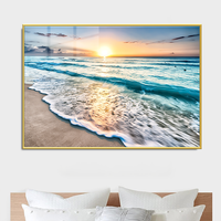 Moderne luxe coucher de soleil paysage Art hôtel peinture cristal porcelaine Art mural pour salon océan paysage produits ménagers