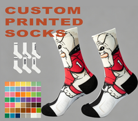 Chaussettes Bulldog personnalisées en gros avec logo, imprimées en 3D, pour équipes universitaires de football, sublimation, skateboard, chaussettes pour hommes