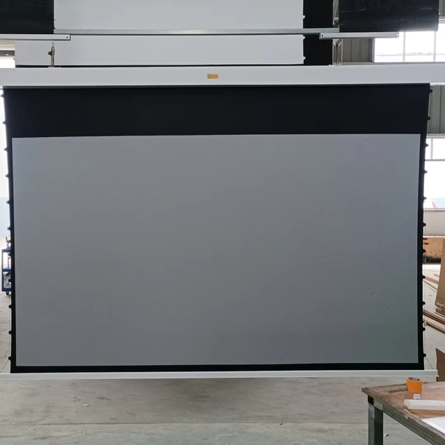 Long Throw ALR Motorized Projection Screen 4K Black Crystal 100 Inch Electric Tab Tension In-ceiling Projector Screen Recessed