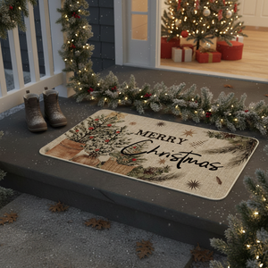 Tappeto Natalizio Holly Merry Christmas a Basso Profilo per Interni ed Esterni 17x, Tappetino Decorativo Invernale Natalizio per la Casa - Product Image 3