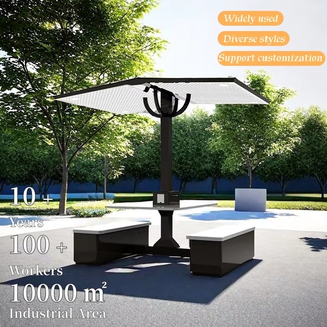 Solar Smart Aluminum Bench-Wireless Charging + WiFi Waterproof Eco-Friendly Outdoor Furniture for Patio Park Gym Hotel Mall Use