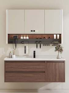 Espejo Inteligente de Tendencia 2025 para Baño, Mueble Flotante de PVC con Lavabo de Cerámica, Almacenamiento Modular para Accesorios de Baño de Lujo - Product Image 6