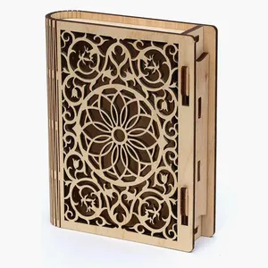 Decorative gifts Laser cutting handmade jewelry box Decorative box Wooden book box