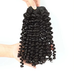 Kết thúc đầy đủ 100 thô Brazil tóc con người bó lớp biểu bì Phù hợp máy bay phản lực màu đen tóc con người bó <span class=keywords><strong>Jerry</strong></span> xoăn lượn sóng tóc sợi ngang - Product Image 2